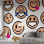 Wall murals Seamless pattern of smiley faces