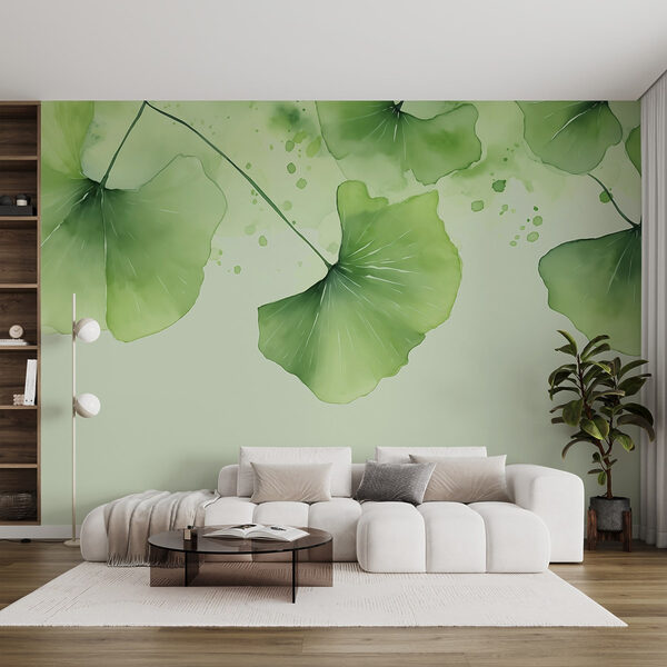 Gentle leaves in soft greens Wall murals Gentle leaves in soft greens