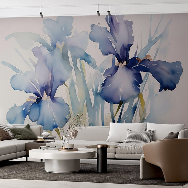 Painting of flowers on a white background Wall murals Painting of flowers on a white background