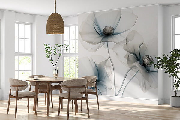 Wall mural Wall mural Group of flowers with light blue petals (SKU: w01981)