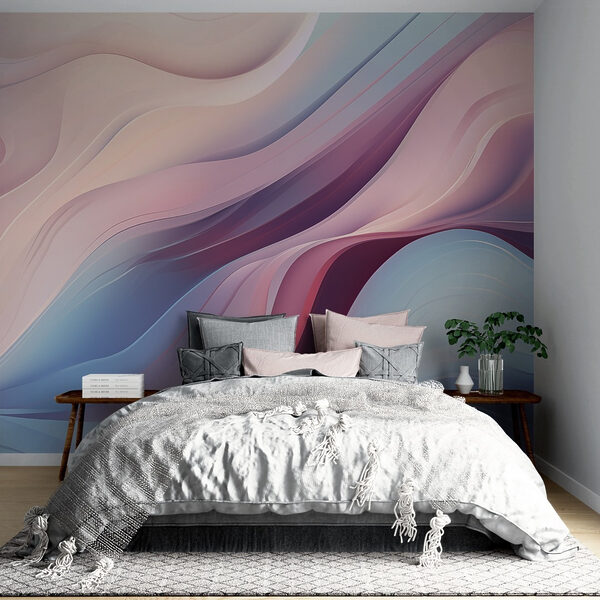 Colorful wavy lines on a surface Wall murals Colorful wavy lines on a surface