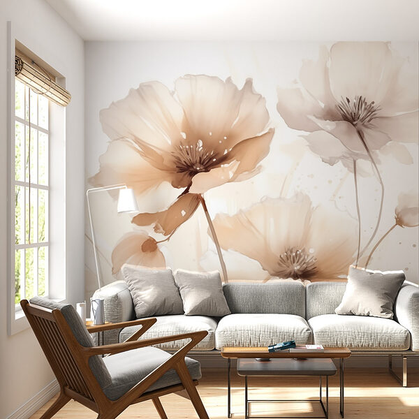 Wall murals Delicate blooms in soft tones (SKU: w01986) Wall murals Wall murals Delicate blooms in soft tones (SKU: w01986)