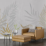 Wall mural Elegant leaf patterns on soft background
