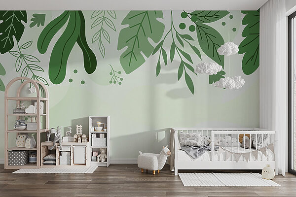 Green leaves and branches Wall murals Green leaves and branches