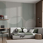 Wall murals Grey and white background with lines and circles