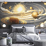 Wall murals Planet with rings and stars in the sky