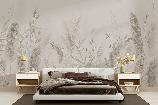 Wall mural Wall mural Soft botanical textures in muted tones (SKU: w02004v1)