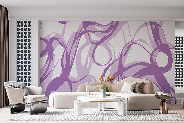 Purple swirls on a white background Wall murals Purple swirls on a white background