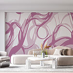 Wall mural Purple swirls on a white background