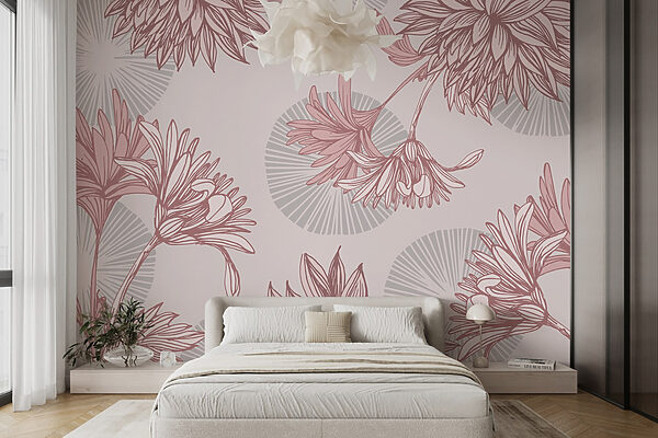Pattern of flowers and leaves Wall murals Pattern of flowers and leaves