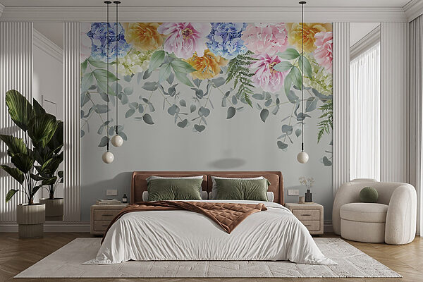 Group of flowers and leaves Wall murals Group of flowers and leaves