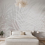 Wall murals White and gray leaves