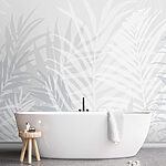 Wall murals Grey and white background with leaves