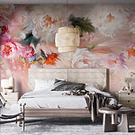 Wall murals Painting of flowers on a pink background