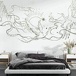 Wall murals Drawing of birds and sun