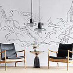 Wall murals Drawing of birds and sun
