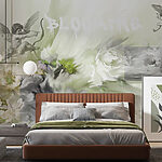 Wall murals Painting of angels with a bow and arrow on flowers