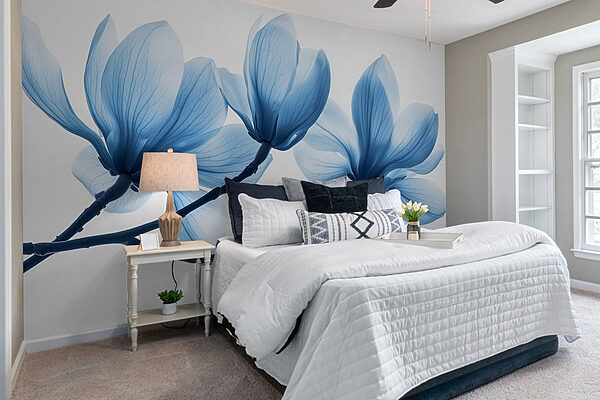 Delicate petals in soft blue hues Wall murals Delicate petals in soft blue hues