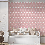 Wall murals Pattern of white hearts on a pink background