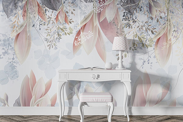 Wall murals Delicate blooms dancing in soft hues (SKU: w08538) Wall murals Wall murals Delicate blooms dancing in soft hues (SKU: w08538)