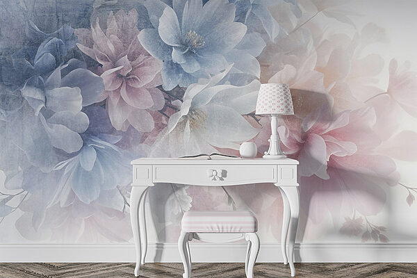 Wall murals Bunch of flowers on a white surface (SKU: w08535) Wall murals Wall murals Bunch of flowers on a white surface (SKU: w08535)