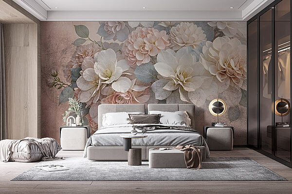 Group of white and pink flowers Wall murals Group of white and pink flowers