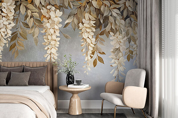 Delicate foliage on a soft background Wall murals Delicate foliage on a soft background