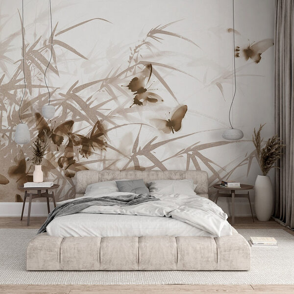 Butterflies on a white surface Wall murals Butterflies on a white surface