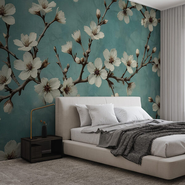 Delicate blossoms on a serene background Wall murals Delicate blossoms on a serene background