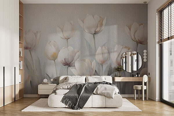 Painting of white flowers Wall murals Painting of white flowers