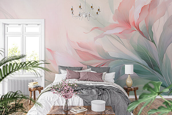 Painting of flowers and leaves Wall murals Painting of flowers and leaves