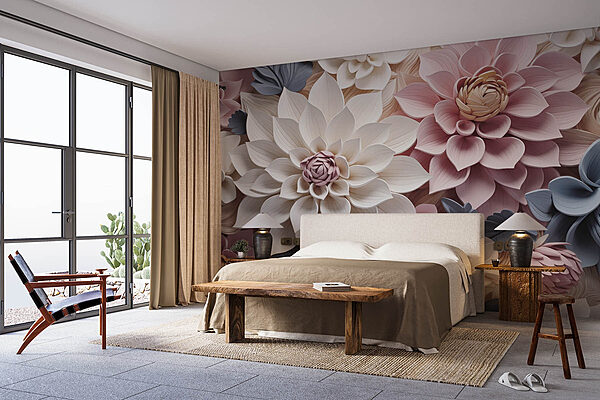 Group of flowers with leaves Wall murals Group of flowers with leaves