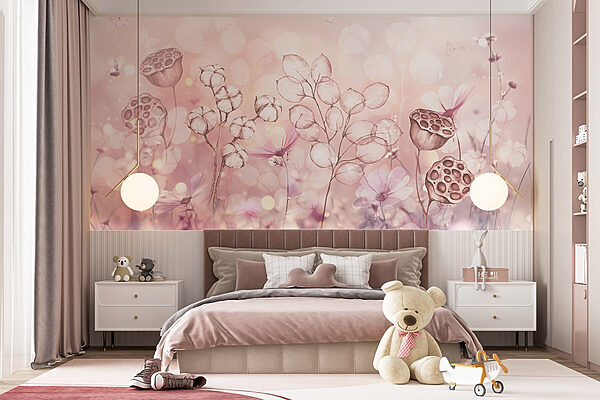 Wall murals Delicate blooms in soft pastel hues (SKU: w02516) Wall murals Wall murals Delicate blooms in soft pastel hues (SKU: w02516)