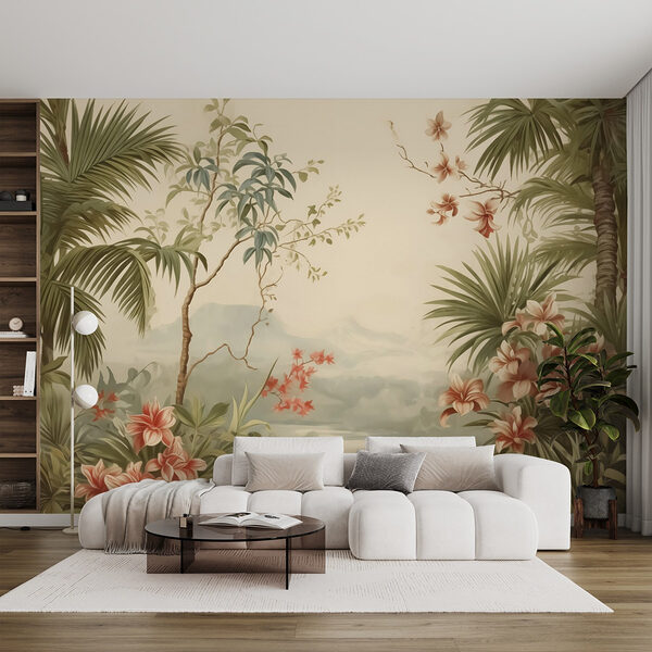 Wallpaper with flowers and trees Wall murals Wallpaper with flowers and trees
