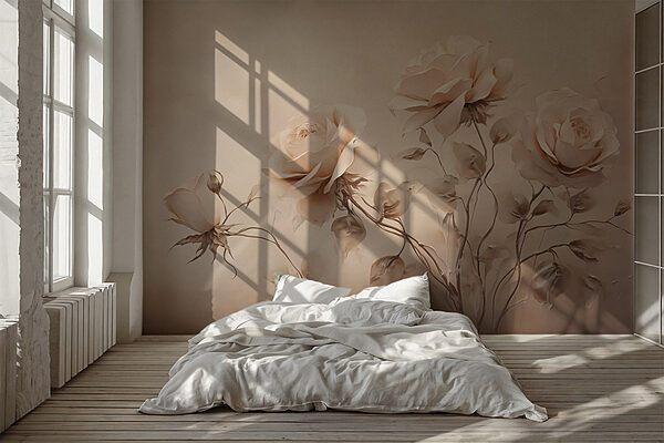 Group of roses with leaves Wall murals Group of roses with leaves