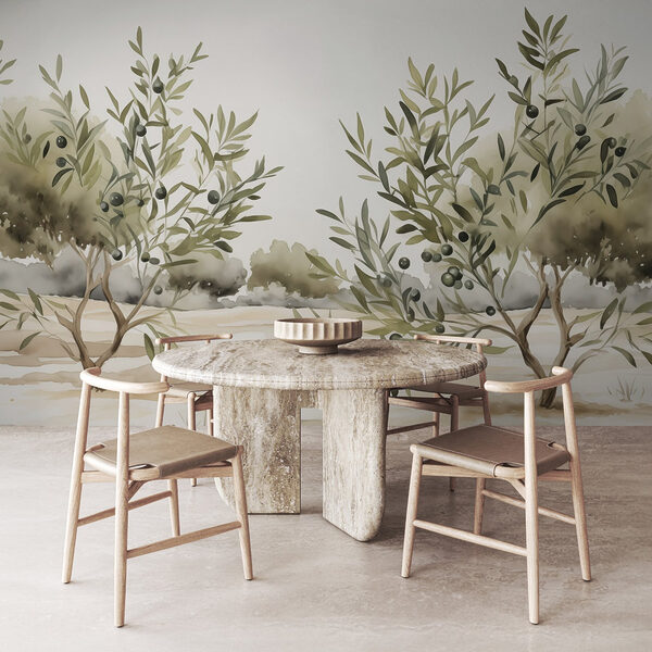 Painting of trees with black berries Wall mural Painting of trees with black berries