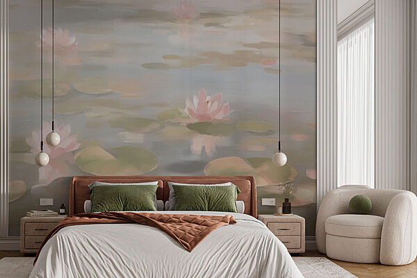 Wall murals Water lily flowers on a pond