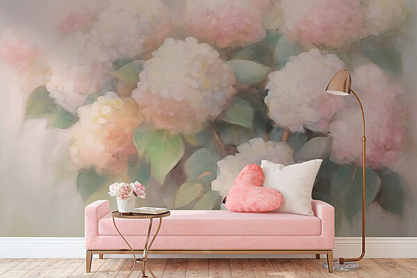 Painting of flowers on a white background Wall murals Painting of flowers on a white background