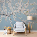 Wall murals Painting of a tree with white flowers