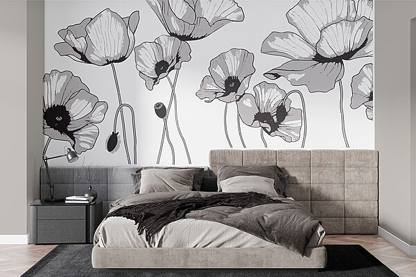 Group of flowers with buds Wall murals Group of flowers with buds
