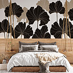 Wall murals Elegant leaves in monochrome design.