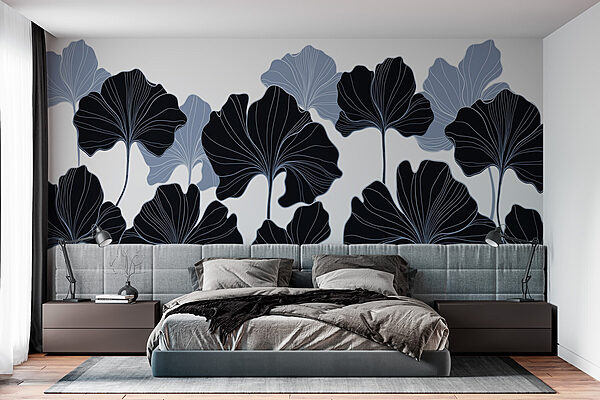 Elegant leaves in soft hues Wall murals Elegant leaves in soft hues