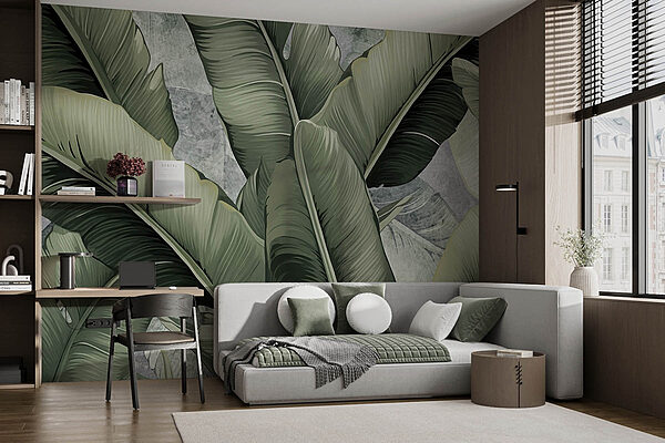 Lush green leaf patterns create calm Wall murals Lush green leaf patterns create calm