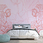 Wall murals Pink and white flower drawing