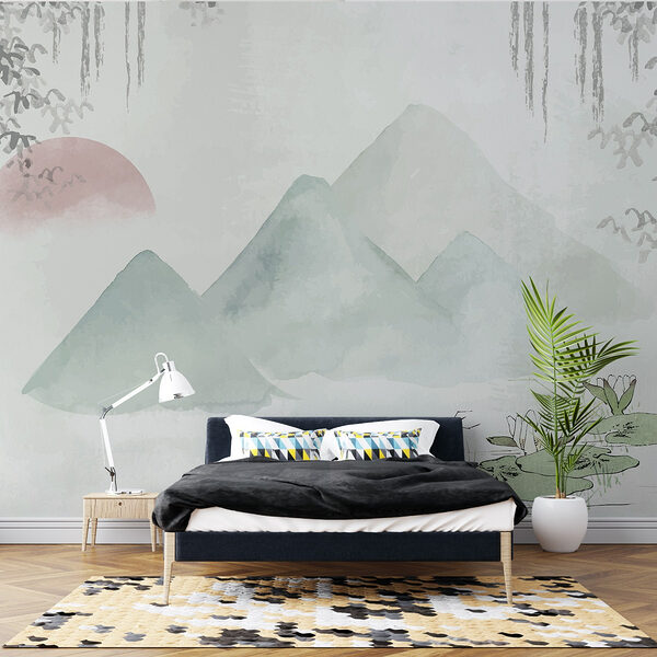 Painting of mountains and water Wall murals Painting of mountains and water