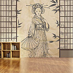 Wall murals Drawing of a woman in a kimono