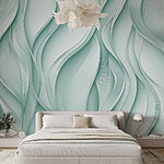 Wall murals White and green wavy lines