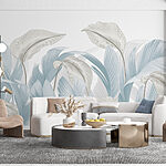 Wall murals Lush leaves in soft tones