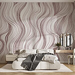 Wall murals White and red wavy pattern