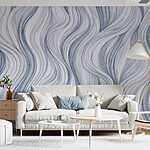 Wall murals White and blue wavy pattern